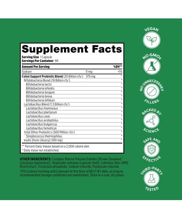 Probulin Colon Support Probiotic Supplement Daily Gut Digestive and Immune Health Probiotics Capsules for Men and Women 20 Billion CFU Vegan 90 Count Bottle Bottle Size: 90 Count (Pack of 1) - Buy Online on GoSupps.com