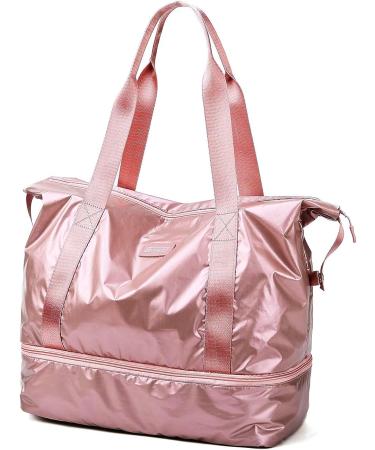 Fancyfree Double Layers Large Travel Tote Bag with Shoes Compartment - Ideal Gym Duffle Bag for Women and Men (Rose Gold) - Buy Online on GoSupps.com