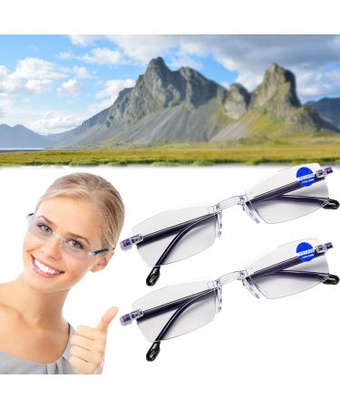 Autozoom reading glasses car zoom reading glasses intelligent zoom color change glasses clear focus glasses with automatic adaptation for women and men (2 pieces)