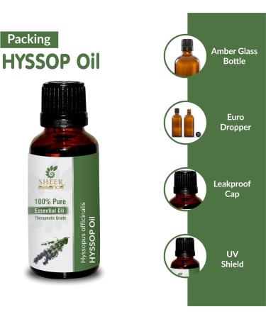 Sheer Essence Pure Essential Oils for Aromatherapy Skin Use Diffusers Candle and Soap Making 100% Undiluted & Uncut (Therapeutic Grade) - 5 ML (Hyssop) - Buy Online on GoSupps.com