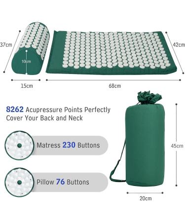 Angelkiss WXL-1007 Acupressure Mat - Eco-friendly Cotton Green-White - Best for Relaxation & Pain Relief | Buy Internationally - Buy Online on GoSupps.com