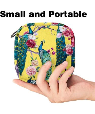 Buy Women's Binding Pocket Flower Bags | Peacock Design Tampon Storage & Multipurpose Zip Pockets for Menstruation International Shipping Available - Buy Online on GoSupps.com