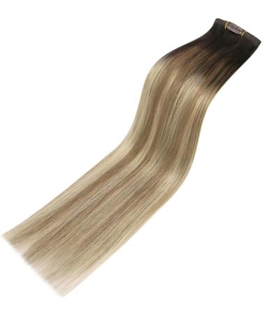 YoungSee Balayage Clip in Hair Extensions 14 Inch Hair Extensions Clip in Double Weft Dark Brown to Medium Brown with Blonde Clip in Human Hair Extensions Ombre 7 Pieces 120 Grams - Buy Online on GoSupps.com