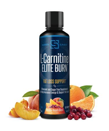 SIRENLABS L-Carnitine Elite Burn Liquid Keto Fat Burner and Metabolism Activator - Fat Loss Support Keto Friendly Weight Loss Increase Energy-Stimulant Free - Malibu Beach Blast 3000mg (32 Servings)