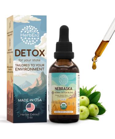 HerbEra Nebraska Herbal Detox Blend - USDA Organic Extract Made in USA | Immune & Liver Support Liquid Drops | Amla Dandelion Root Milk Thistle Sarsaparilla Schisandra | 2 fl oz