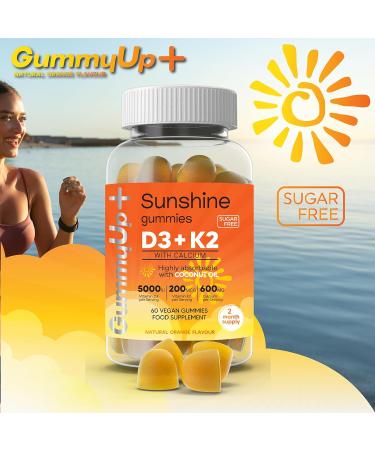 High Strength Vitamin D Gummies with K2, Calcium | 2 Months Supply | Natural Orange Flavoured | Sugar-Free & Vegetarian - Buy Online on GoSupps.com