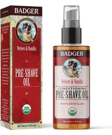Badger Pre-Shave Oil - Certified Organic Shaving Oil with Olive Oil & Baobab Oil 2 fl oz - Buy Online on GoSupps.com