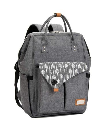 Lekebaby Gray Arrow Diaper Backpack - Multifunctional Large Capacity Baby Bag with Diaper Pad for Travel & On-the-Go - Buy Online on GoSupps.com