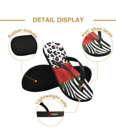 Mnsruu Leopard Print Zebra Rose Flip Flops | XXL Home Hotel Spa & Travel - For Men & Women - Buy Online on GoSupps.com