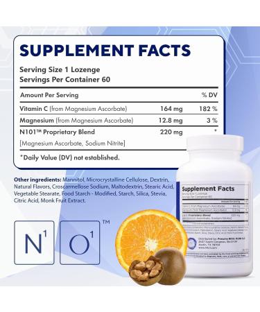 N1O1 Nitric Oxide Lozenges for Heart Health Support - Dietary Supplement for Blood Flow Oxygenation and Blood Pressure - 180 Count 60 Count (Pack of 3) - Buy Online on GoSupps.com