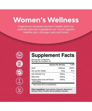 Extra Strength Saw Palmetto & Chia Seed Oil Capsules for Women - Hair Growth Vitamins with Plant Based Omega 3 6 9 and Daily Fiber Supplement - Buy Online on GoSupps.com