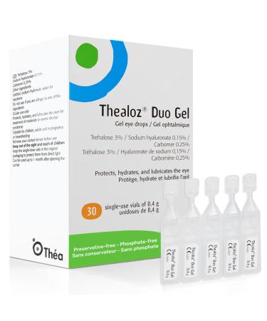 Thealoz Duo Gel - Clinically Proven Hydration for Dry Eyes w/ Hyaluronic Acid & Trehalose Lubricating Gel - Persistent Dryness Stabilizes Tear Film for 6 Hrs - Contact Lens Wearers - Single-Use 30 Vials