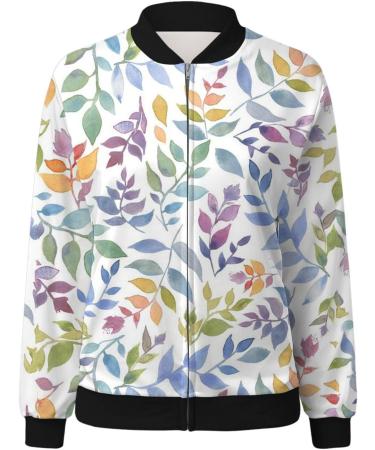 Women's Light Bomber Jacket with Flower Pattern - Casual Aviator Zip Summer Outwear in Green XL - Buy Online on GoSupps.com