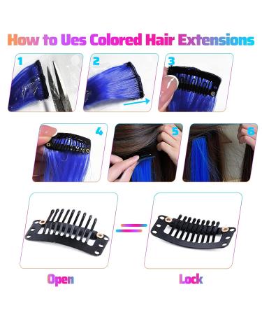 22 PCs Rainbow Hair Extensions Clip In - 22 Inch Colorful Straight Highlights for Girls & Women | Party Hair Accessories - Buy Online on GoSupps.com