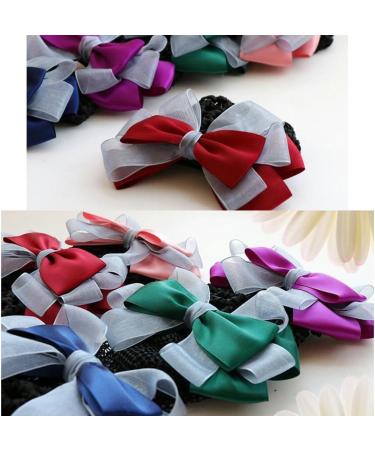 Bowknot Snood Net Net Hair Clip Net Hair Clip Barrette Hairnet Elastic Bun Bow Hair Snood Net Barrette Clip for Office Nurse Banks Restaurant Navy Blue K01 - Buy Online on GoSupps.com