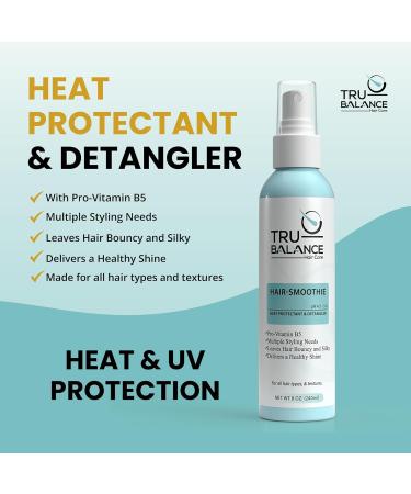Hair-Smoothie Best Leave-in Heat Protectant & Hair Detangler Spray with Vitamin E Coconut Oil and Vitamin B-5 | Perfect Treatment and Prep for Your Hair's Awesome Styling - 8 oz - Buy Online on GoSupps.com