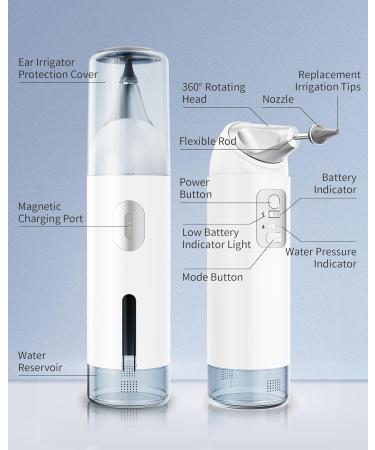 Ear Wax Removal Kit, 360 Electric Ear Cleaner, Ear Cleaning Kit with 4 Water Pressure Modes, Earwax Removal Kit for Safe Ear Irrigation Flushing System w/8 Irrigation Tips, Low Noise, Waterproof IP65 - Buy Online on GoSupps.com