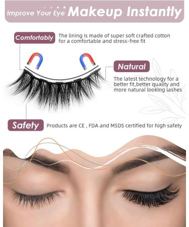 Neialla Magnetic Eyelashes 10 Pairs with Magnetic Eyeliner - Natural Look, Waterproof, Reusable - Buy Online on GoSupps.com