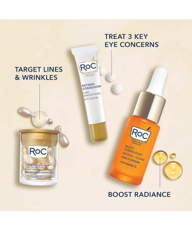 RoC AM + PM Travel Gift Set: Retinol Eye Cream, Capsules, Vitamin C Serum - 10ct - Buy Online on GoSupps.com