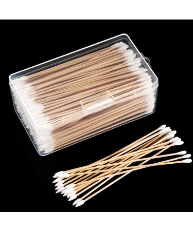 Norme 6 Inch Caliber Cleaning Swabs Round/Pointed Tip with Wooden Handle Cleaning Swabs for Jewelry Ceramics Electronics in Storage Case 300 Pieces Pointed and Round Tip
