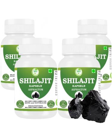 Morsan Healthcare Shilajit (Asphaltum) Capsules | Pack of 60 x 500 mg Vegetarian Capsules | Natural Food Supplement | GMP Certified | Gluten-Free (240)