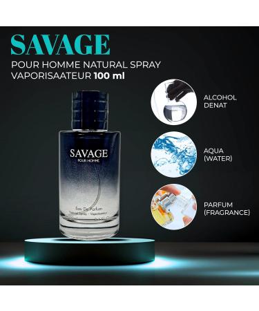 Savage for Men - 3.4 Fl Oz + Travel Spray 35ml Cologne | Impression of Sauvage | Masculine Scent for Daily Use (Pack of 2) - Buy Online on GoSupps.com