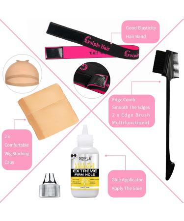 Strong Hold Wig Glue Set for Lace Front Wigs - 10pcs Lace Adhesive & Installation Kit with Remover Wig Band & Edge Control - Buy Online on GoSupps.com
