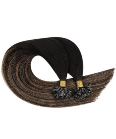 UGEAT Balayage Bonding Extensions | Real Human Hair U Tip Extensions | 45 cm | #1B/4/27 - Black & Dark Brown Options for Glamorous Looks - Buy Online on GoSupps.com