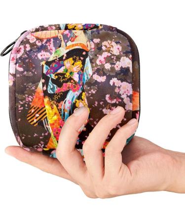 Japanese Geisha Petals Women's Napkin Storage Bag - Portable Menstrual Cup Bag with Zipper for Teens & Women - Buy Online on GoSupps.com