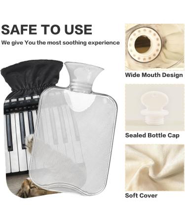 Funny Cat with Piano Heat Bottle | 1L Transparent Hot Water Bottle for Pain Relief & Warmth | Perfect Winter Hand & Foot Warmer - Buy Online on GoSupps.com