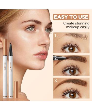 Eyebrow Pencil with 4 Fork Tip 3D Microblading - Magic Eyebrow Pencil Natural Makeup Fine Stroke Magic Eyebrow Pencil Long-Lasting Waterproof Eyebrow Pencil Stay on All Day (Set-4pcs) - Buy Online on GoSupps.com