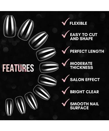 Makartt Clear Short Coffin Press On Nails - 500pcs Full Cover Fake Nails for Salons and DIY Nail Art - Buy Online on GoSupps.com