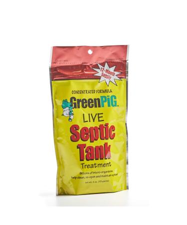 GREEN PIG 52 Live Tank Treatment Aids in The Breakdown of Septic Waste to Prevent Backups with Easy Dissolvable Flush, Consumer Strength 1 Year Supply-4 packets