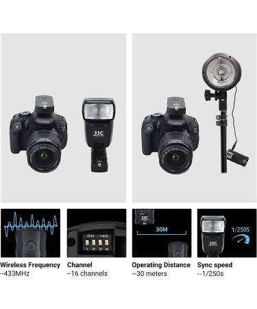 JJC 3-in-1 Wireless Flash Trigger & Shutter Remote Control Kit for Canon EOS Cameras | Two Receivers Included | Replaces Canon RS-60E3 - Buy Online on GoSupps.com