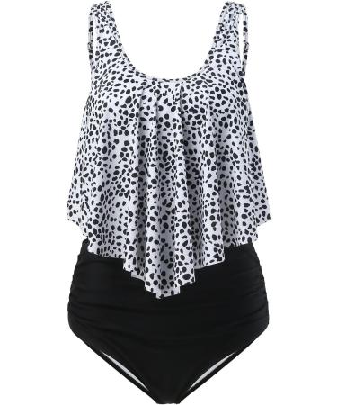 Women's Tankini Set Two-Piece Swimming Costumes Double Shoulder Straps Swim Tank Top with Boy Shorts Full Body Tummy Control Swimsuit Bikini Striped Modest Bathing Suit Beachwear 4591-xdgde-white-b XL - Buy Online on GoSupps.com