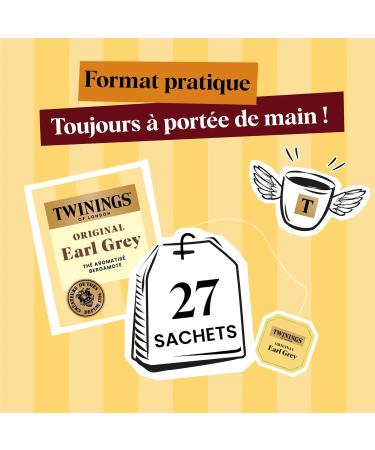 Twinings - Th Noir Original Earl Grey - Aromatis la Bergamote - 27 Sachets - Intense et D licat (Lot de 2) Earl grey 27 sachets (Lot de 2) - Buy Online on GoSupps.com