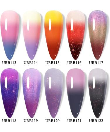 Autumn Gel Nail Polish Colour Changing Gel Nail Polish Thermal Chameleon Gel UV Gel Soak Off Nail Art Pastel Gel Brown Glitter Orange Gold Purple (URB117) - Buy Online on GoSupps.com