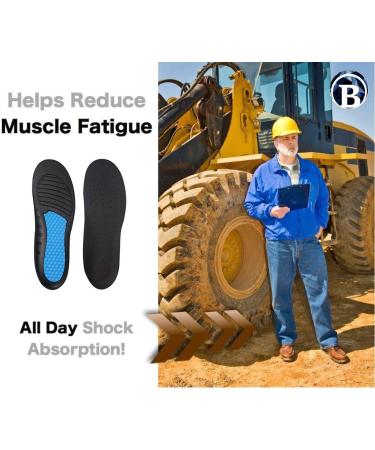 Men's and Women's Small Anti-Fatigue Massaging Gel Insoles for Work and Sports | Plantar Fasciitis Relief, Arch Support, Shock Absorption and Comfort | Sizes 6-10 Men, 7.5-12 Women - Buy Online on GoSupps.com
