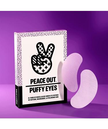PEACE OUT Skincare Puffy Eyes | Biocellulose Under-Eye Patches for Puffiness & Dark Circles | Caffeine & Niacinamide (6 pairs) - Buy Online on GoSupps.com