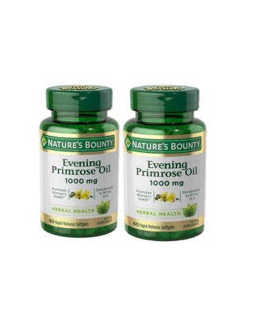 Nature's Bounty Nature's Bounty Evening Primrose Oil, 1000mg, 120 Softgels (2 X 60 Count Bottles), 120 Count ()