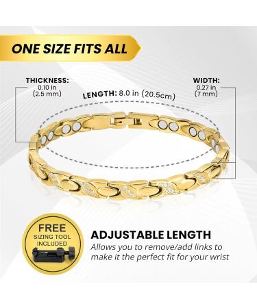 Magnetrx Ultra-Strong Magnetic Tape for Women - Adjustable Gold Bracelet with Crystal & Size Tool | Double Magnet Stainless Steel - Buy Online on GoSupps.com