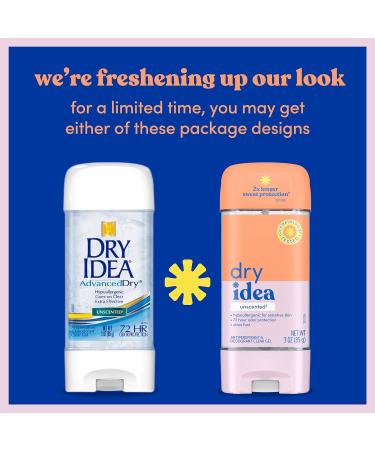 Dry Idea Gel Deodorant & Antiperspirant - 72-Hour Odor & 2X Sweat Protection | Unscented Hypoallergenic - Pack of 3 | Ideal for Sensitive Skin - Buy Online on GoSupps.com