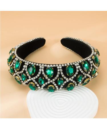Forsylvanas Crystal Rhinestone Headband 2 Pcs Set for Women - Handmade Velvet Hair Hoop for Wedding Parties - Red + Green - Buy Online on GoSupps.com