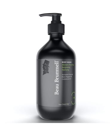 Daily Hydrating Body Wash for Men by Beau Brummell | A Luxury Daily Body Wash Formulated to Remove Dirt and Oils Without Stripping Away Vital Moisture | Large 16.9 OZ Bottle | Made in USA