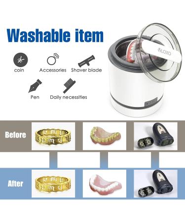 Vloxo Portable Ultrasound Cleaning Device for Dentures | 30W Stainless Steel 42kHz Ultrasonic Bath - Clean Aligners Retainers Jewelry & More - Buy Online on GoSupps.com
