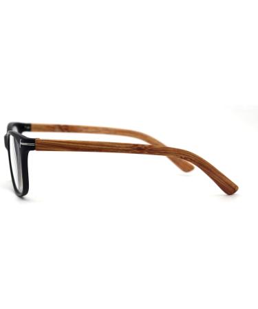 SA106 Mens Woodgrain Arm Rectangle Reading Glasses - Matte Black +1.25 | Stylish & Comfortable Eyewear for International Shipping - Buy Online on GoSupps.com
