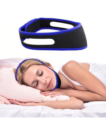 Anti Snoring Chin Strap 2023 Upgrade Anti Snoring Devices with Adjustable and Breathable Head Band Breathing Aid Mouth Tape for Sleeping for Men and Women - Blue
