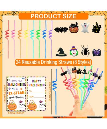 24 Pack Halloween Party Favors Halloween Straws Halloween Party Decorations Supplies Halloween Crazy Plastic Straws for Halloween Birthday Baby Shower Party Decorations Favors - Buy Online on GoSupps.com