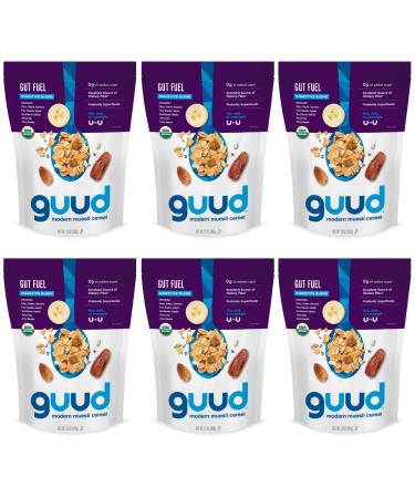 GUUD Gut Fuel Digestive Blend Organic Muesli Cereal 12 Ounce (Pack of 6) Oats Dates Sunflower Seeds Flax Seeds Banana Apples Chia Seeds Almonds Vegan Non-GMO Certified Kosher