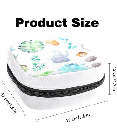 Watercolor Plant Succulents Sanitary Napkin Storage Bag - Period Tampon Makeup Pad Pouch - Buy Online on GoSupps.com